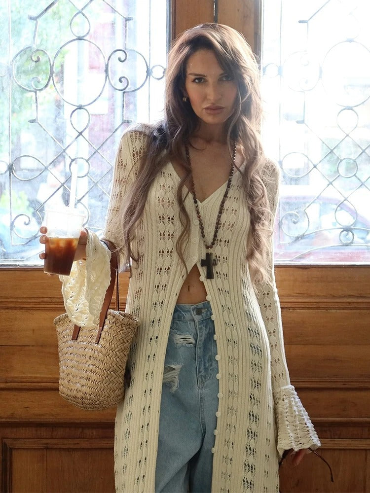 Boho Chic Long Cardigan with Buttons