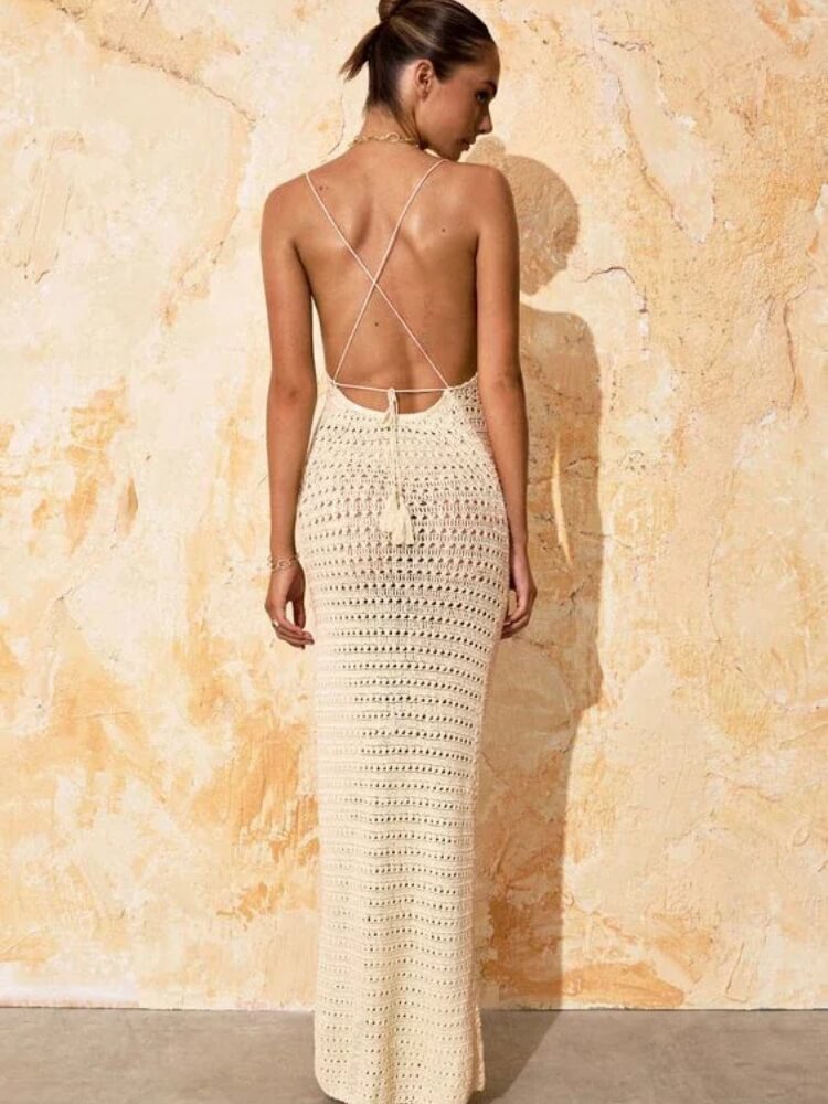 Boho Knitted Beach Maxi Dress