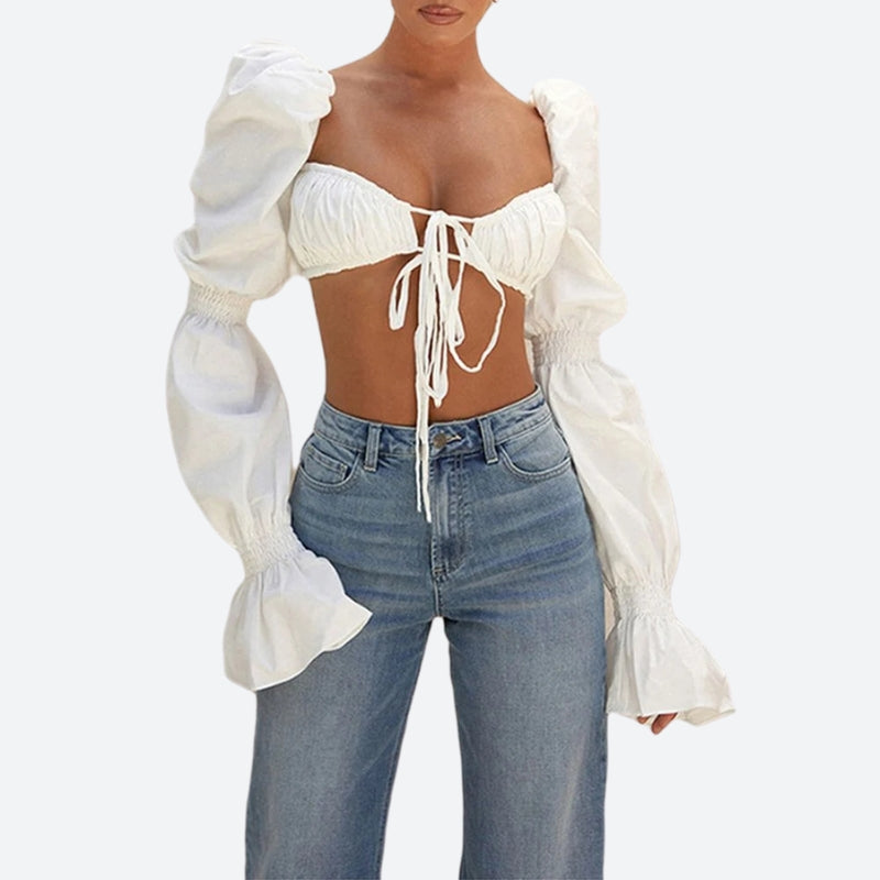 Boho Puff Sleeve Crop Top