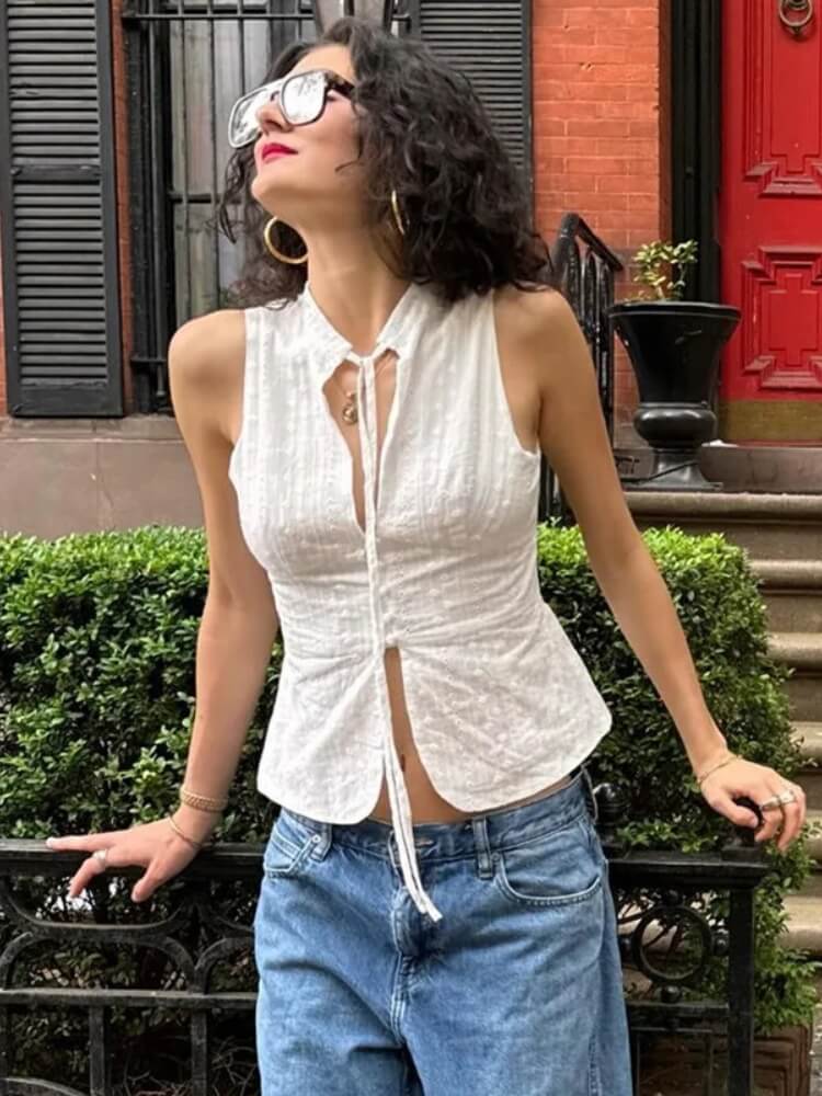 Buttoned White Top