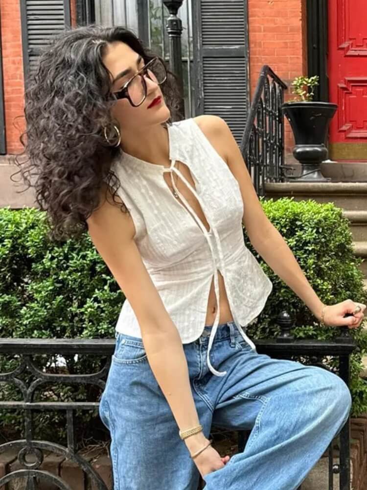 Buttoned White Top