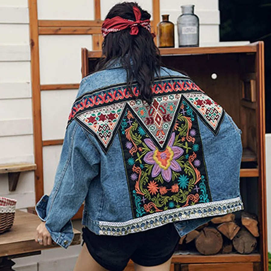 Flower Child Boho Denim Jacket