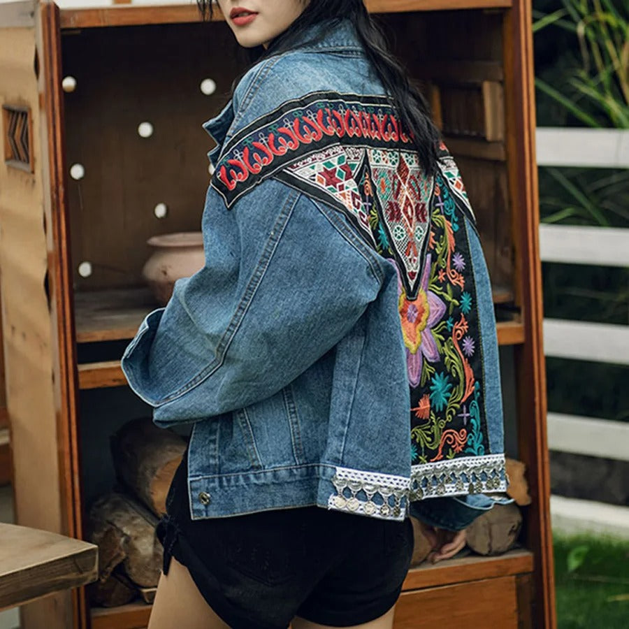 Flower Child Boho Denim Jacket