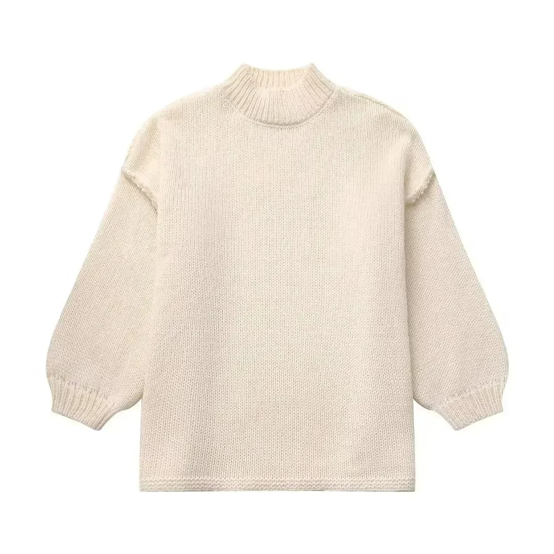 Lantern Sleeve Loose Knitted Sweater