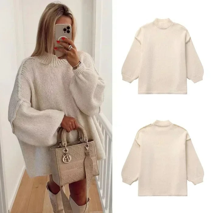 Lantern Sleeve Loose Knitted Sweater