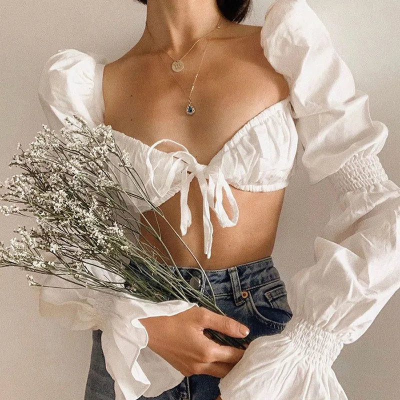 Boho Puff Sleeve Crop Top