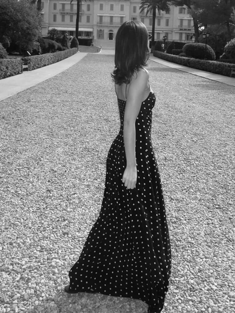 Polka Dots Black Maxi Dress