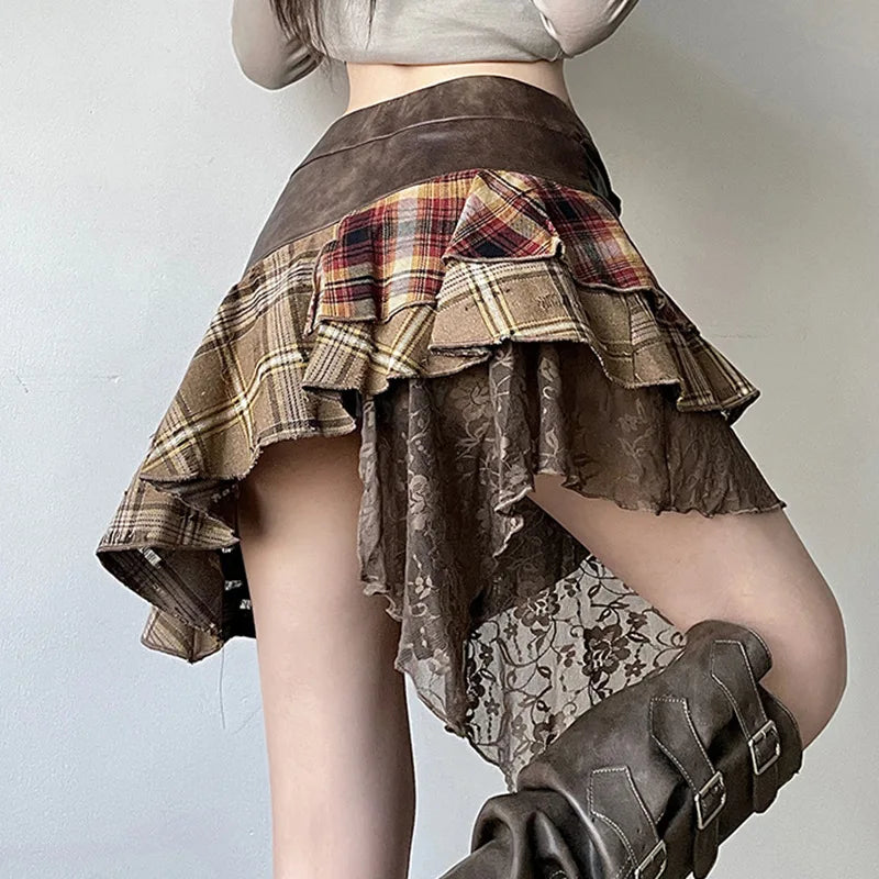 Retro Asymmetrical Mini Skirt