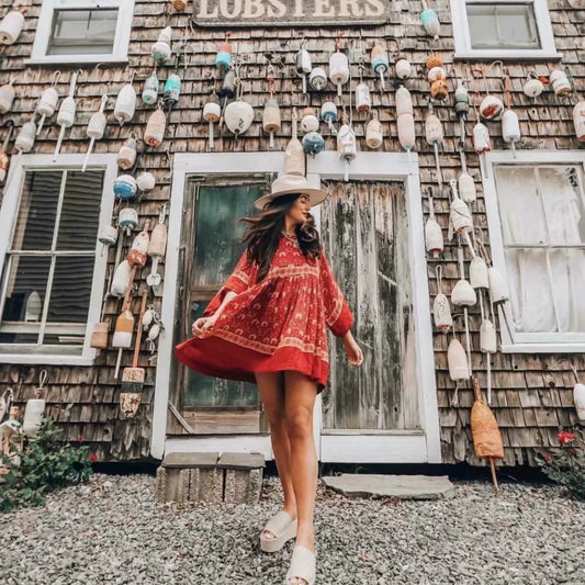 Ethnic Red Mini Dress