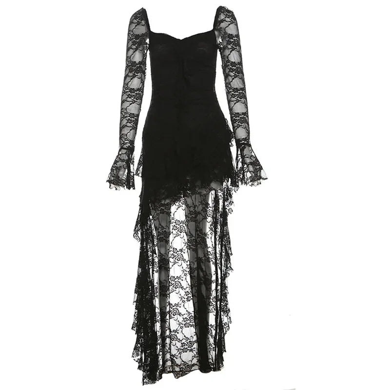 Fairycore Lace Black Mini Dress