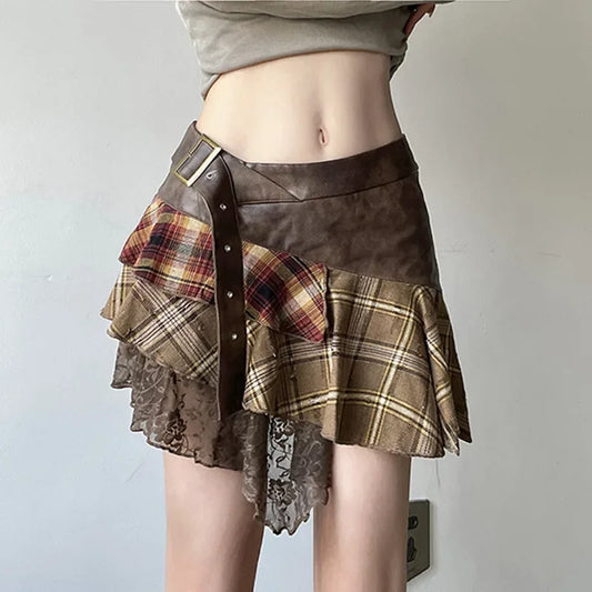 Retro Asymmetrical Mini Skirt