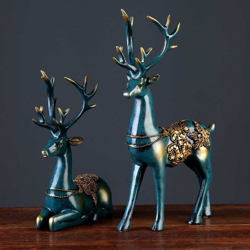 2 Pcs Resin Deer Figurine Home Decor-ChicBohoStyle