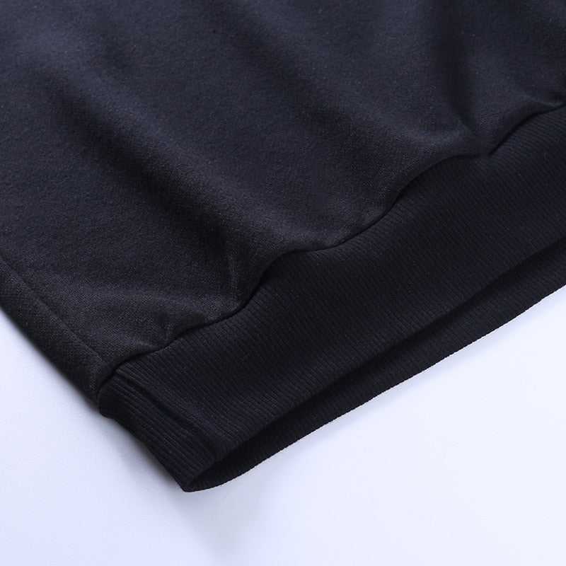 Black Salem Shirt Collar Sweatshirt