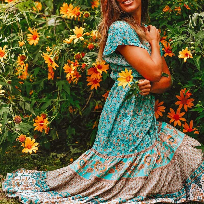 Bohemian Gypsy floral cheapest maxi dress