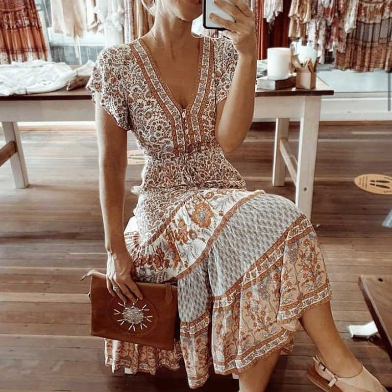 Blossom Gypsy Boho Maxi Dress Chic Boho Style