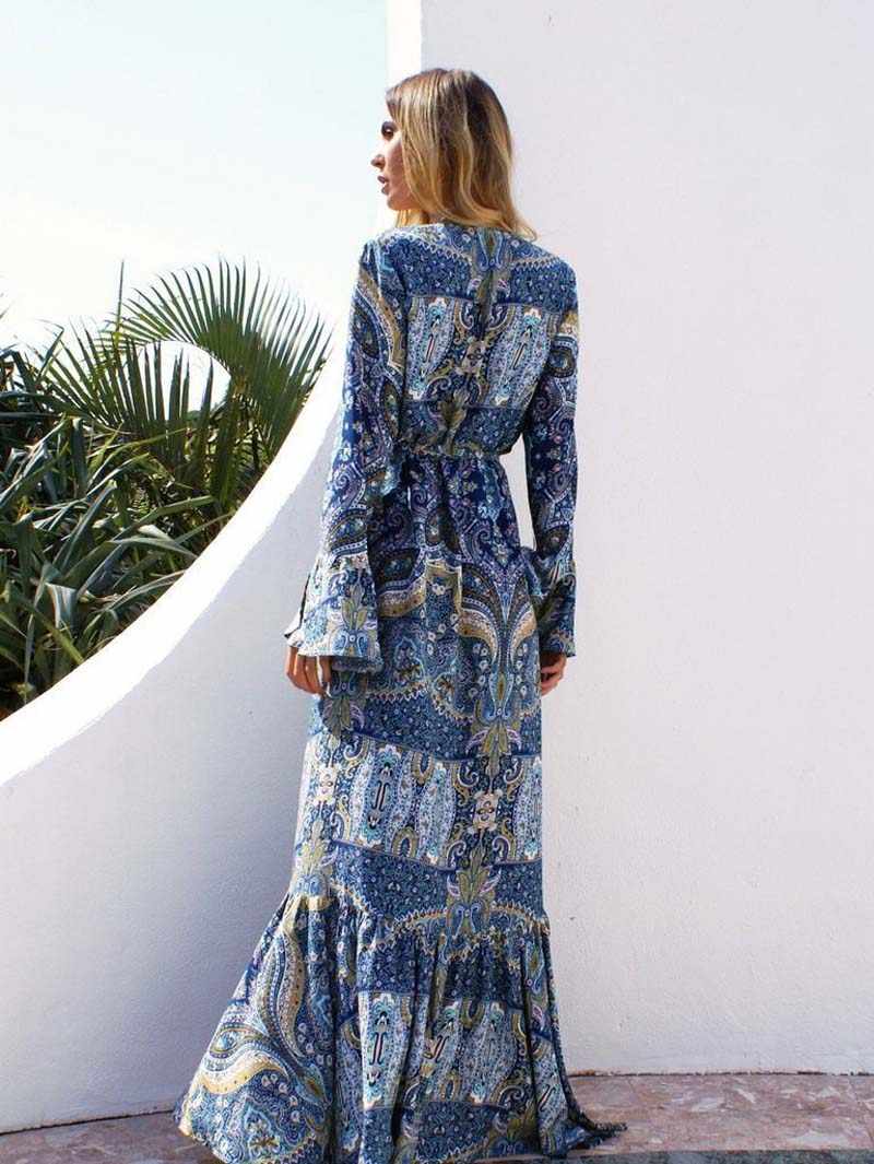 Long sleeve kimono sales dress