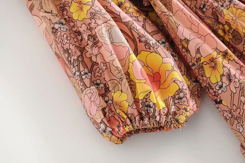 Blush Floral Print Long Sleeve Dress