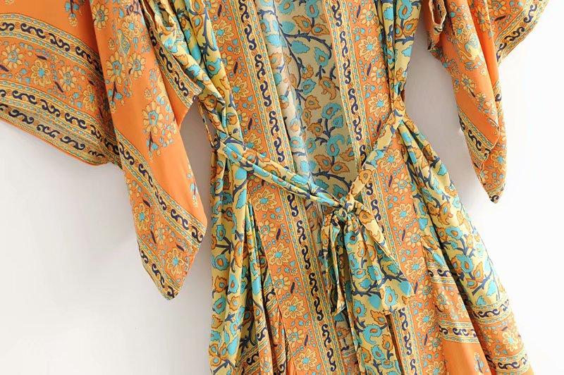 Bohemian Floral Kimono Dress-ChicBohoStyle