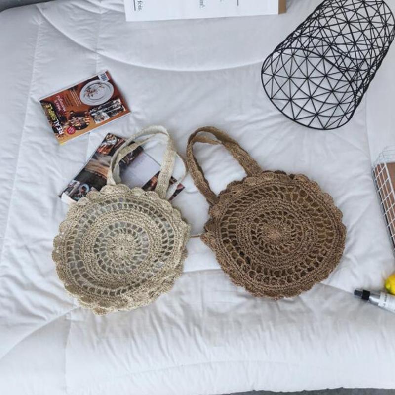 Bohemian Rattan Knitted Summer Beach Handbag - ChicBohoStyle – Chic ...