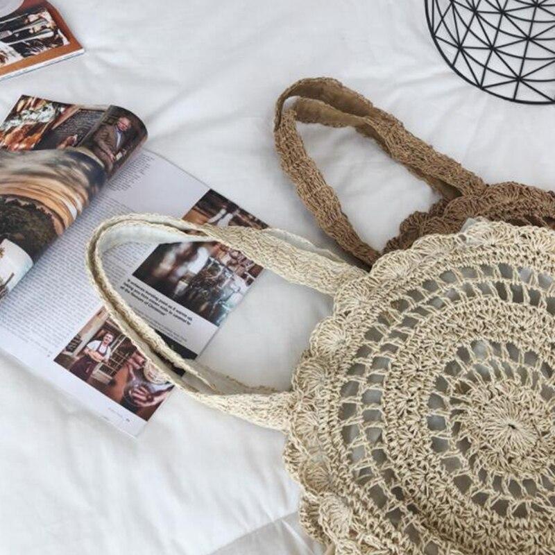 Bohemian Rattan Knitted Summer Beach Handbag-ChicBohoStyle
