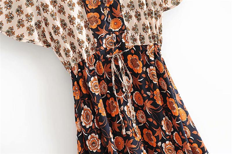Short Sleeve Boho Floral High Split Maxi Dress - ChicBohoStyle