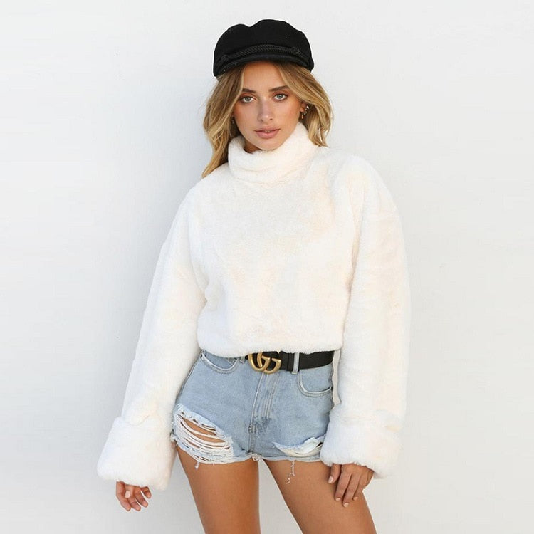 Boho Chic Fur Turtleneck Sweaters