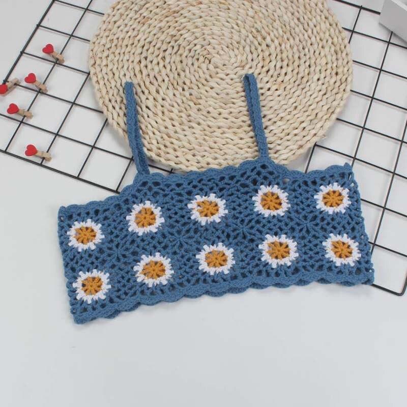 Boho Handmade Crochet Knitted Daisy Crop Top-ChicBohoStyle