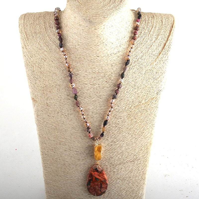 Boho Natural Stone Pendant Necklace