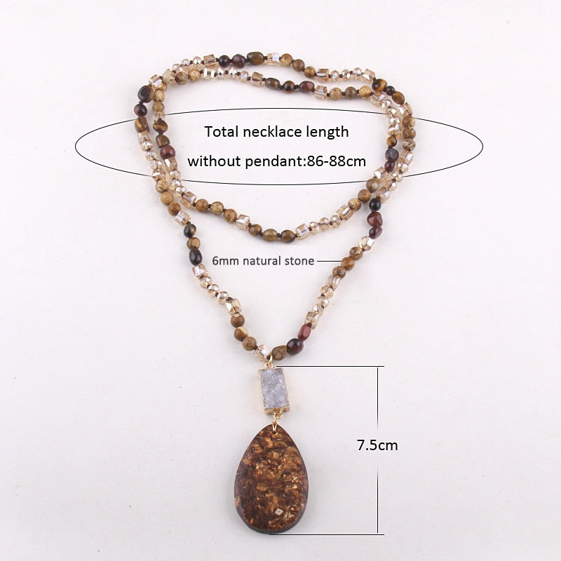 Boho Natural Stone Pendant Necklace