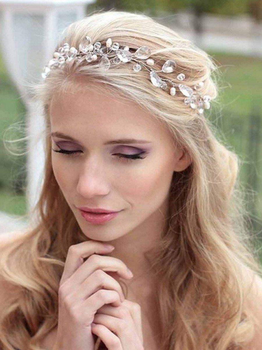 Bridal Headband Gold Leaves Pearl Hairband-ChicBohoStyle