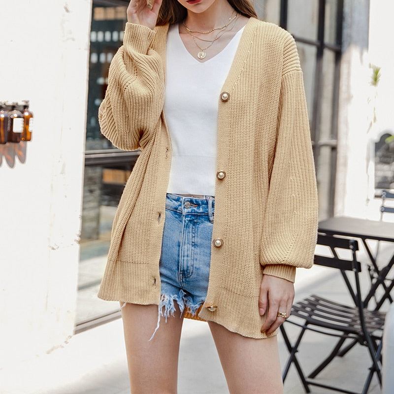 Casual Chic V-Neck Loose Cardigan Sweater