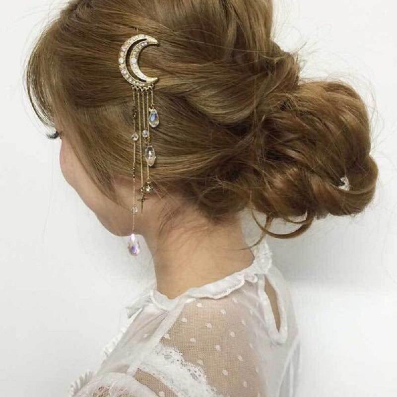 Charming Crystal Moon Hair Clip-ChicBohoStyle