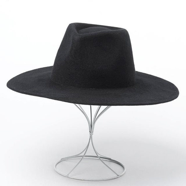 Classical Wide Brim Fedora Hat - ChicBohoStyle Black Without Band