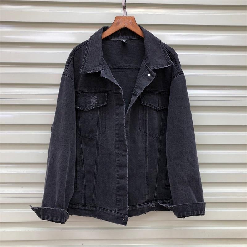 2023 Clothes Fall Fashion Outerwears Plus Size Collared Shirt Button Down Jean  Jacket Winter Crop Tops Solid Color Casual Denim Jacket for Women Black L -  Walmart.com