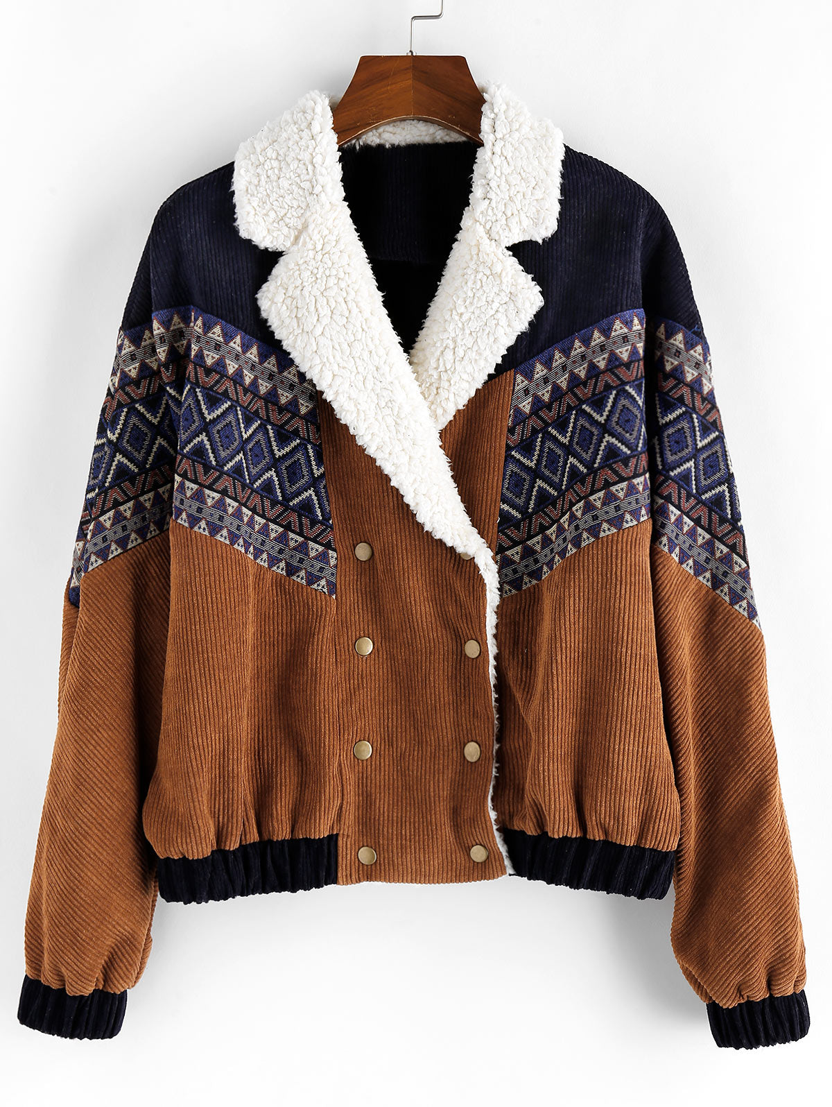 Corduroy Jacket With Faux Shearling Collar
