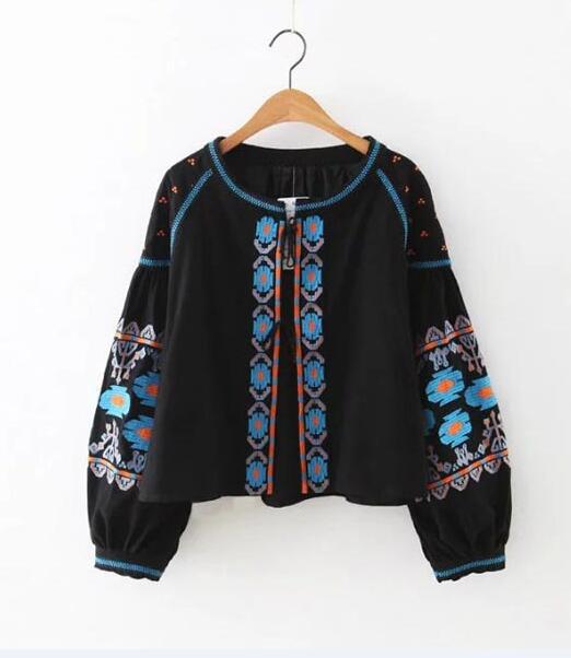 Cotton Floral Embroidered Tassel Blouse & Jacket-ChicBohoStyle