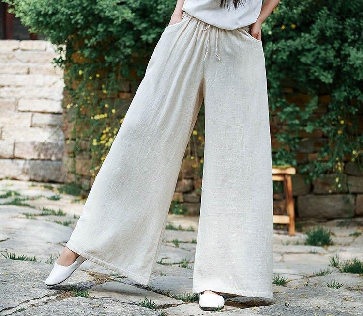 Wide leg cotton outlet linen pants