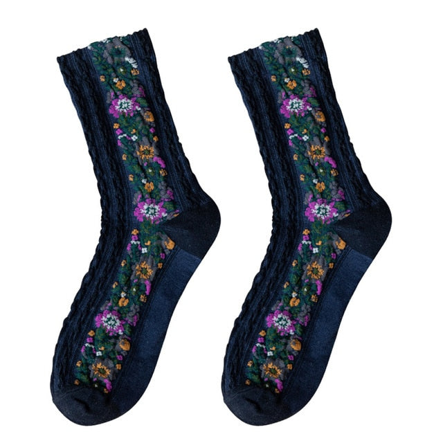Cotton Wind Flowers Women's Socks