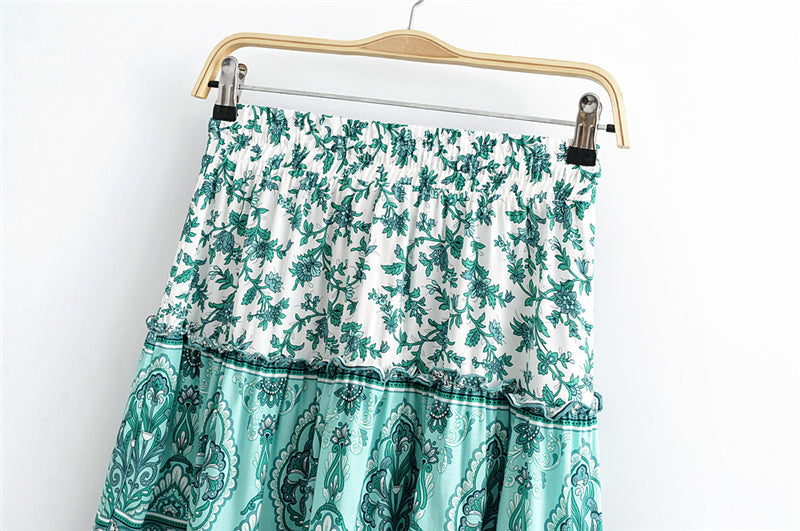 Cute Boho Crop Top and Mini Skirt Set