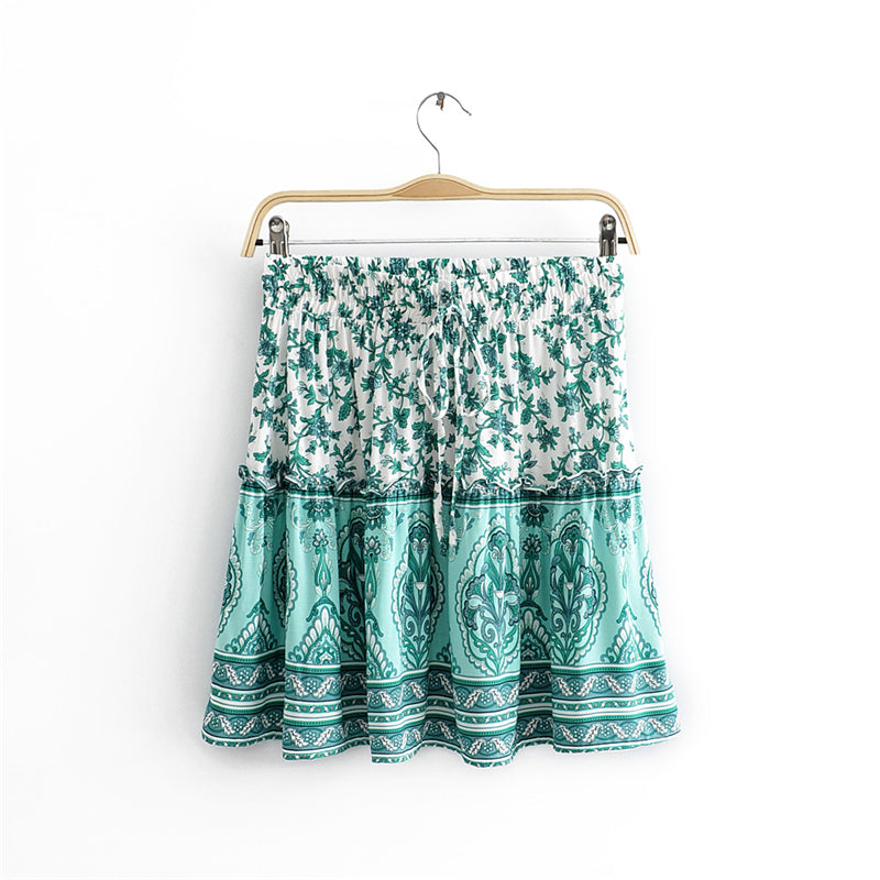 Cute Boho Crop Top and Mini Skirt Set