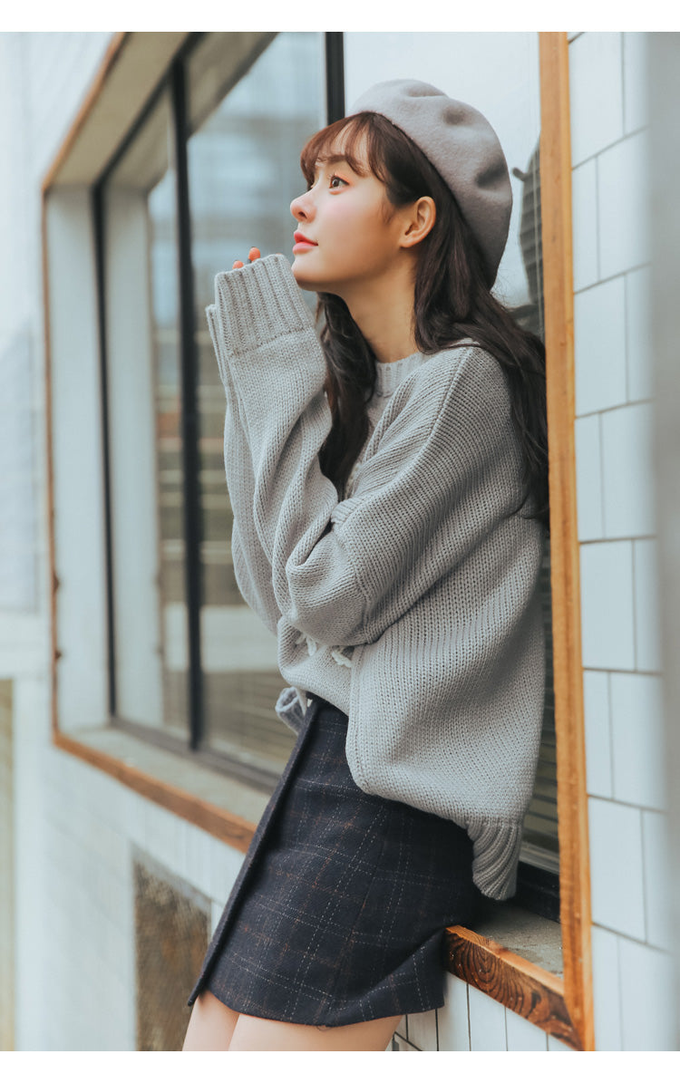 Dark Academia Style Woolen Plaid Retro Skirt – Chic Boho Style