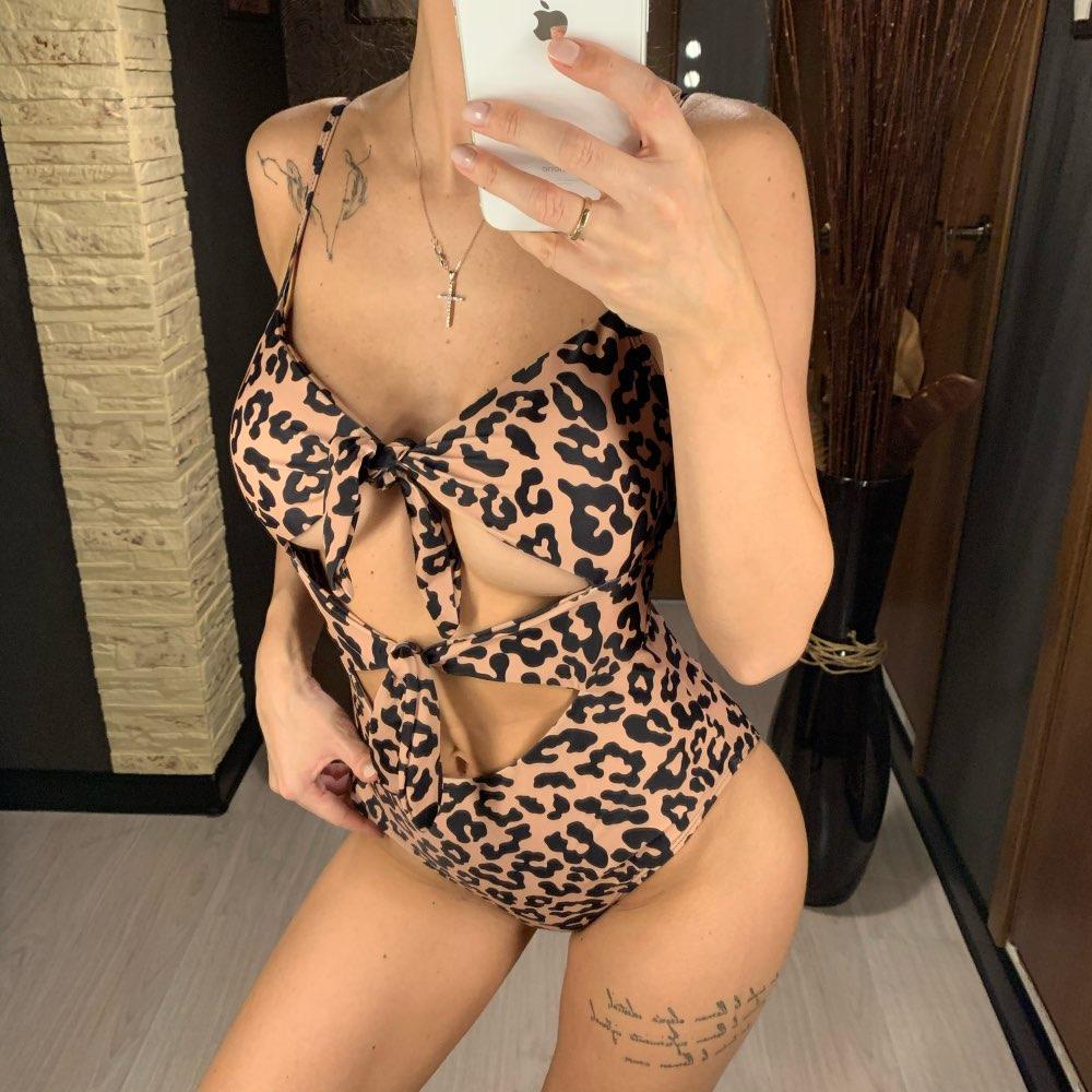 Double Bow Tie Leopard One Piece Swimsuit-ChicBohoStyle