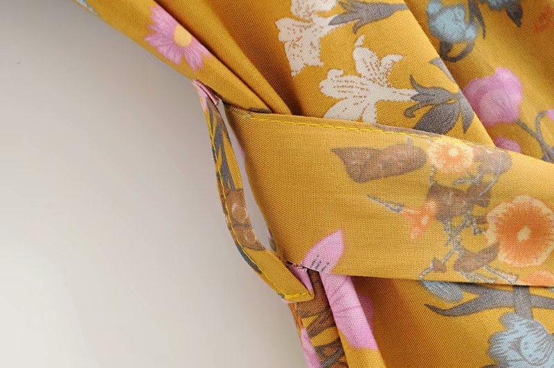 Floral Print Bat Sleeve Kimono Dress-ChicBohoStyle