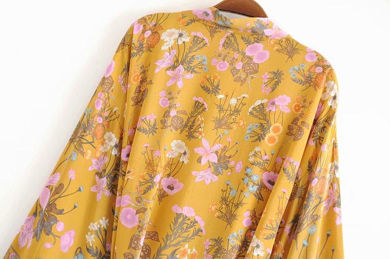 Floral Print Bat Sleeve Kimono Dress - ChicBohoStyle – Chic Boho Style