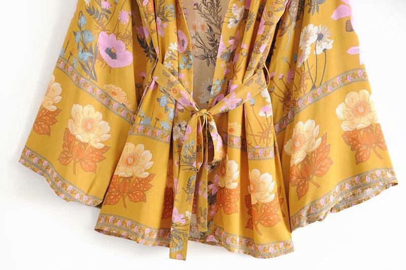 Floral Print Bat Sleeve Kimono Dress - ChicBohoStyle – Chic Boho Style