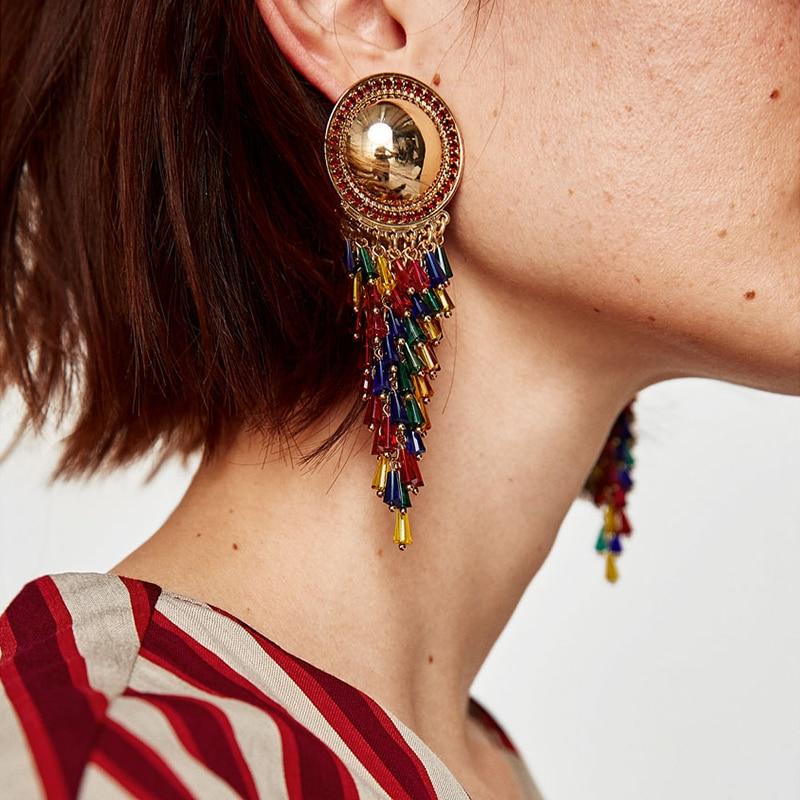 Fringed Multicolored Dangle Tassel Earrings-ChicBohoStyle