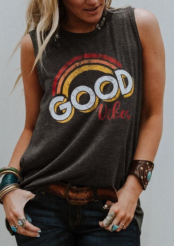 Good Vibes Tank Top-ChicBohoStyle