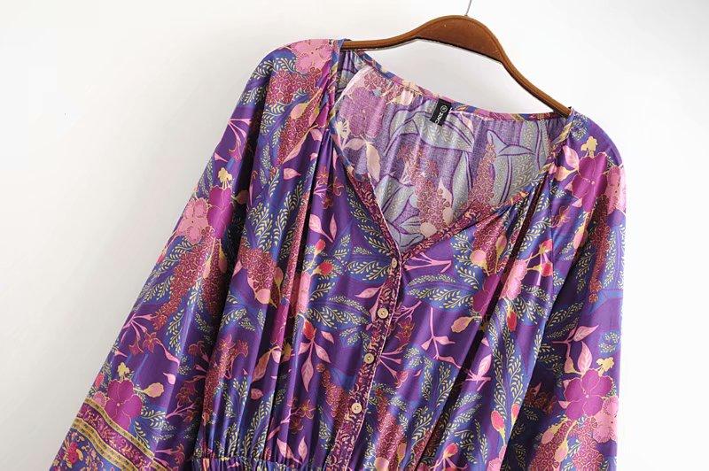 Gypsy Soul Purple Long Sleeve Mini Dress-ChicBohoStyle