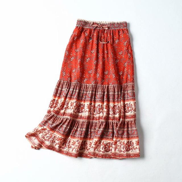Gypsy Style Casual A-Line Midi Skirt-ChicBohoStyle