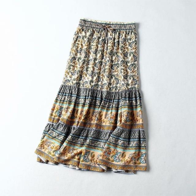 Gypsy Style Casual A-Line Midi Skirt-ChicBohoStyle